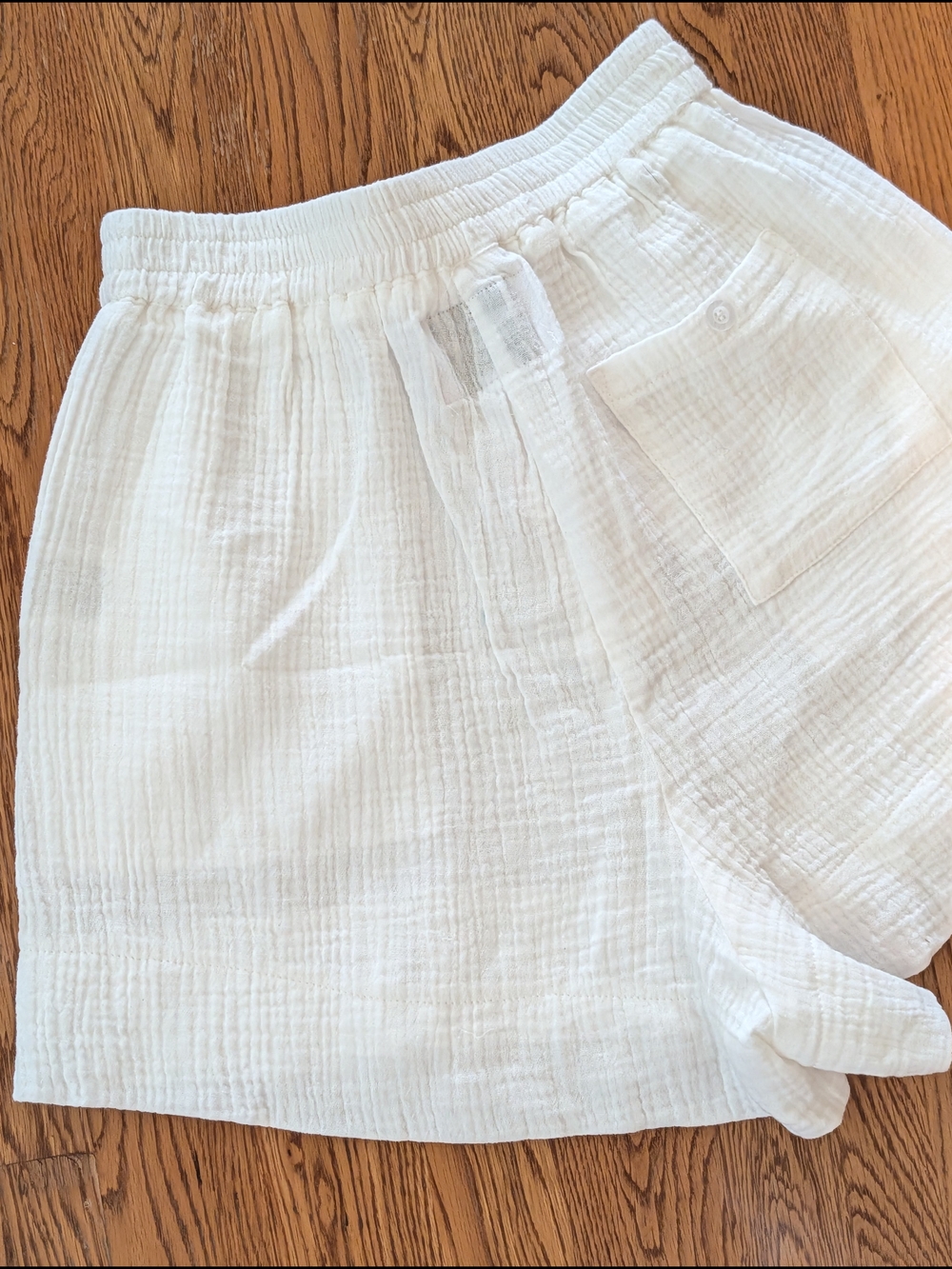 The Shirt Rochelle Behrens Barry Short White Cotton Gauze Shorts - Picture 9 of 12